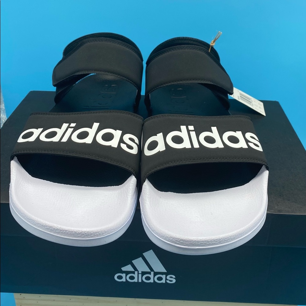 adidas Unisex Adult Adilette Sandals ,Size Men 12- Women 13, Core Black/White